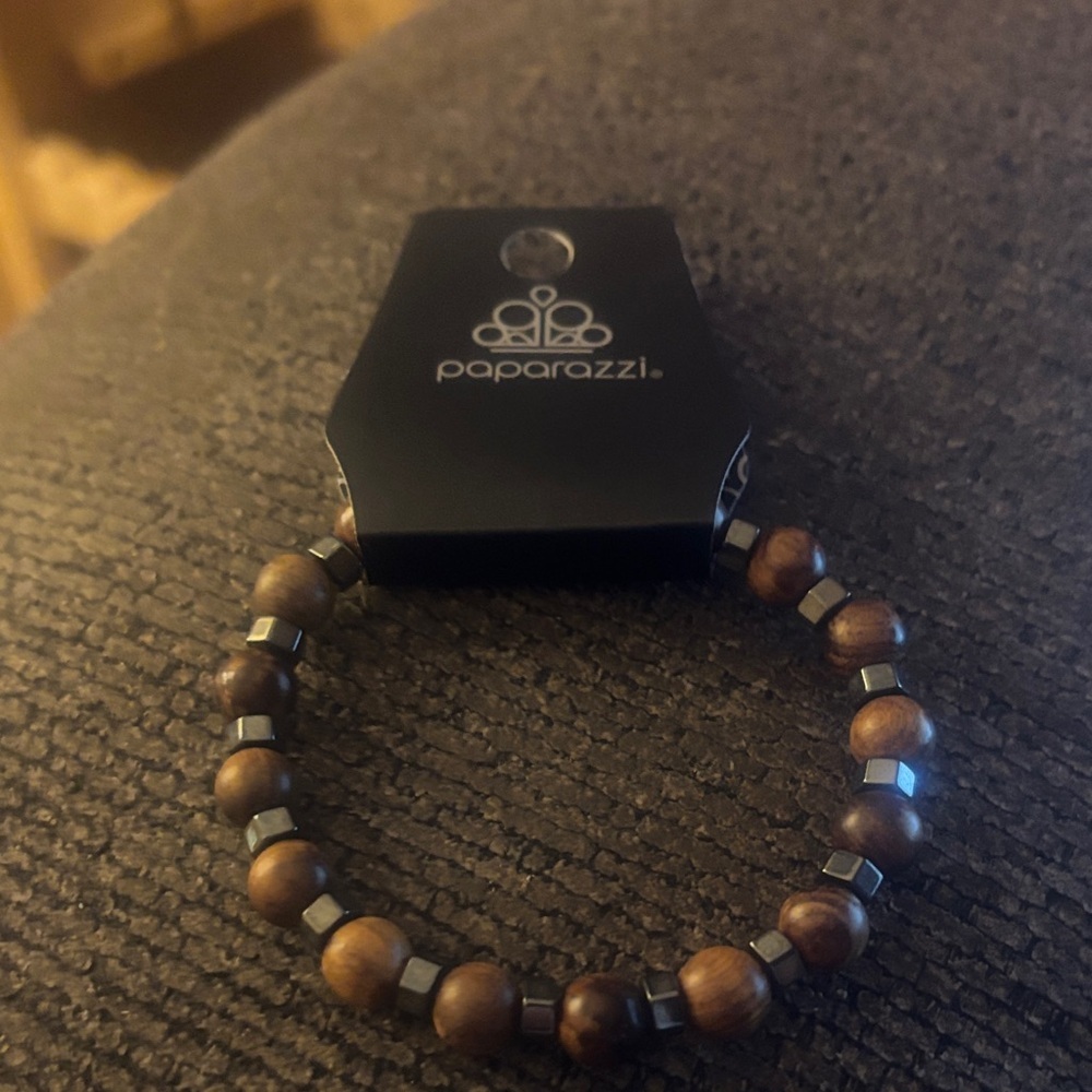 Paparazzi Men's Wood and Metallic‎ Beaded Bracelet